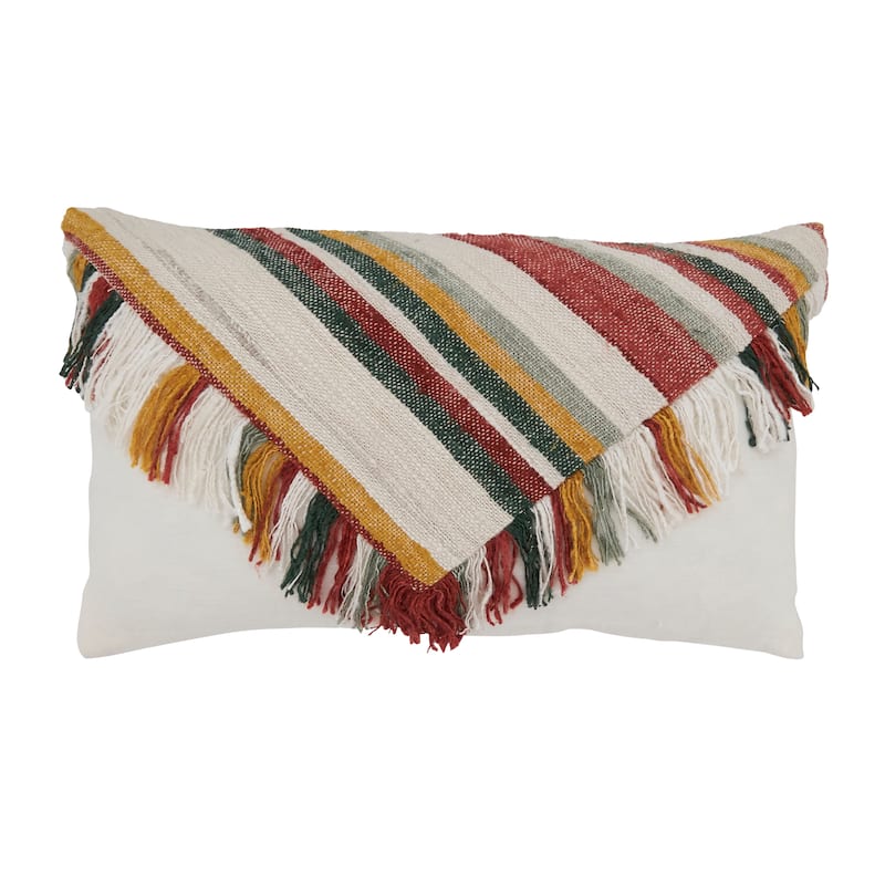 Fringe Fantasy Throw Pillow - 16"x24" - Polyester - Rust
