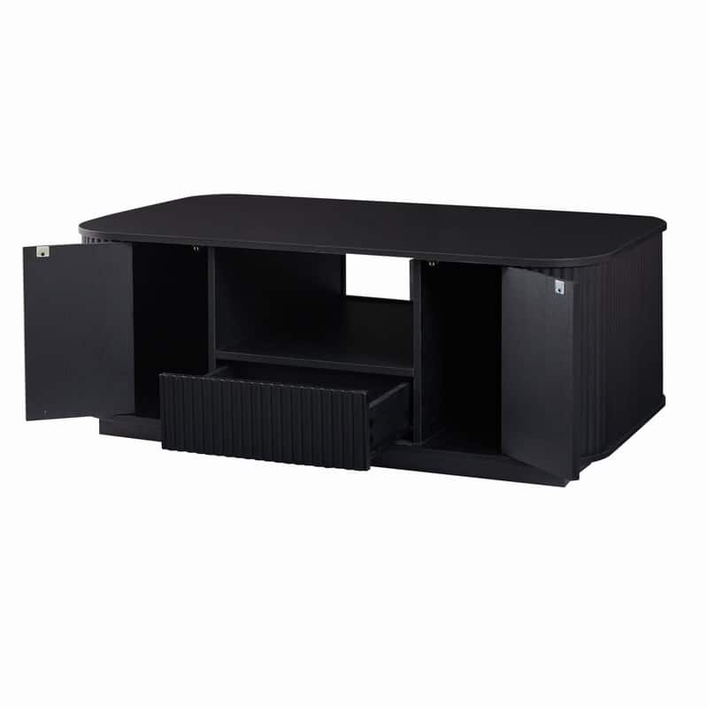 Modern 46.5" Oval Coffee Table with Storage Drawers and Unique Curved Design for Living Room Spaces