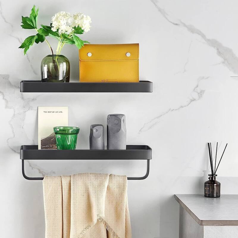 Wall Mounted Glass Shelves - 15.7 in * 4.68 in * 3.85 in - Black