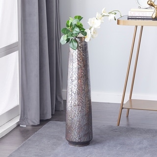 Silver Ceramic Contemporary Vase 31 x 8 x 8