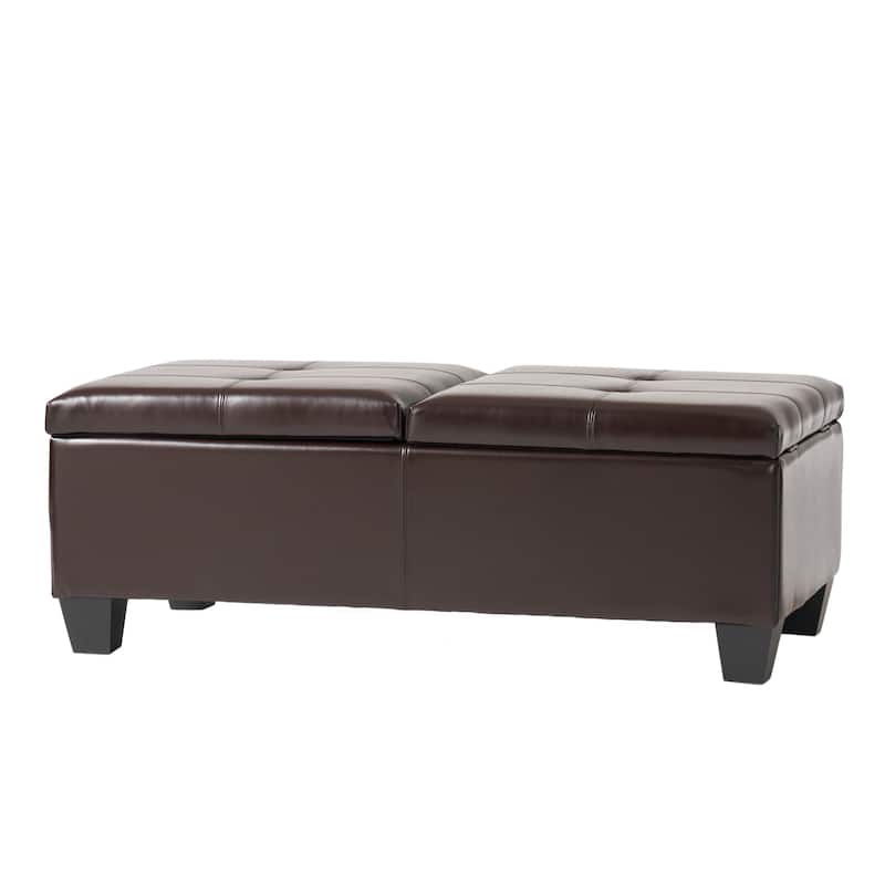 Alfred Brown Bonded Leather Storage Ottoman by Christopher Knight Home - Brown - Oversized