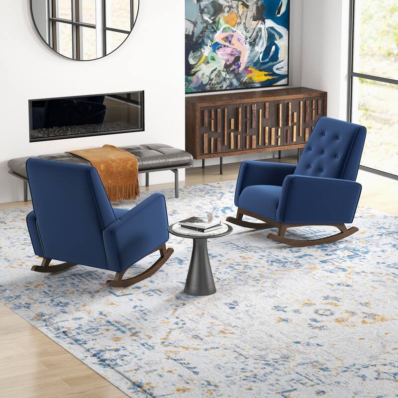 Werman Mid Century Pillow Back Linen Lounge Chair (Set of 2)