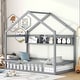 preview thumbnail 3 of 18, Playhouse-Themed Twin House Bed with Roof, Fence & Storage Shelf