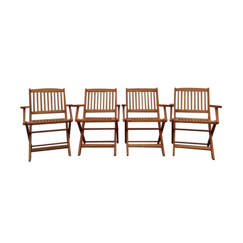 4 Piece Folding Solid Wood Kitchen Dining Chair with Backrest, Armrests for Dining Room Kitchen Living Room Bedroom Terrace