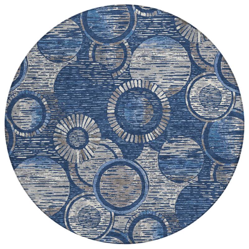 Machine Washable Indoor/Outdoor Contemporary Wheels Chantille Rug
