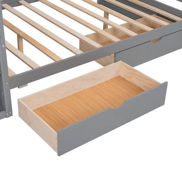 slide 2 of 72, House Bed With Two Drawers And Wardrobe Full - Grey