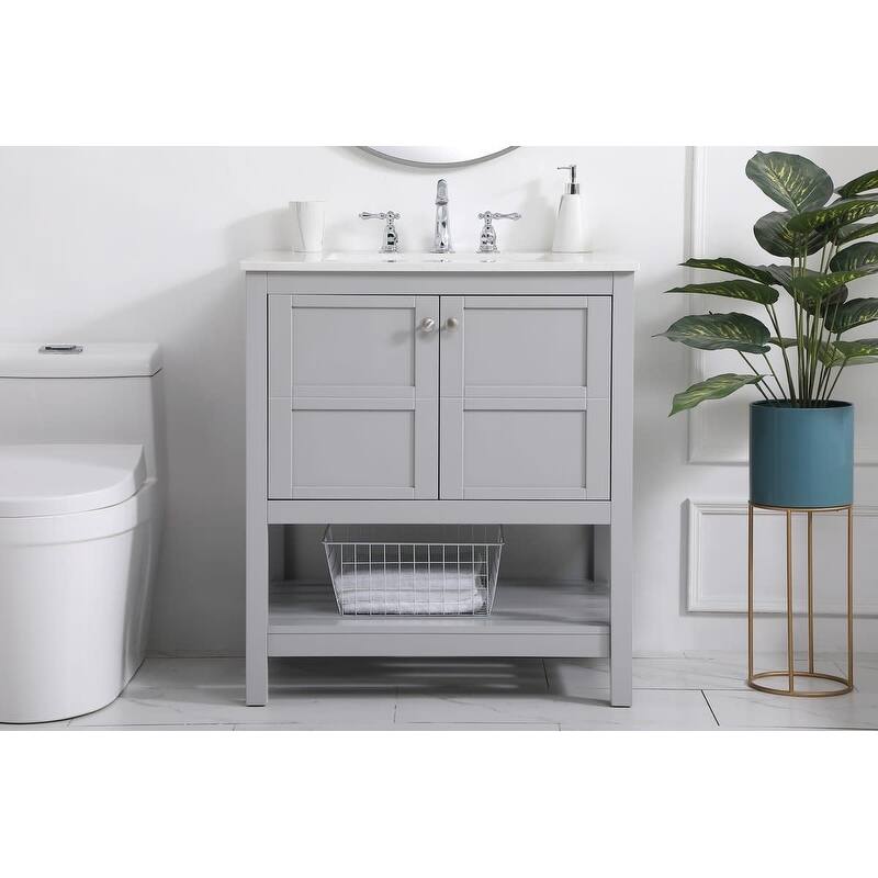 Elegant Lighting VF16430 Theo 30" Free Standing Single Basin Vanity