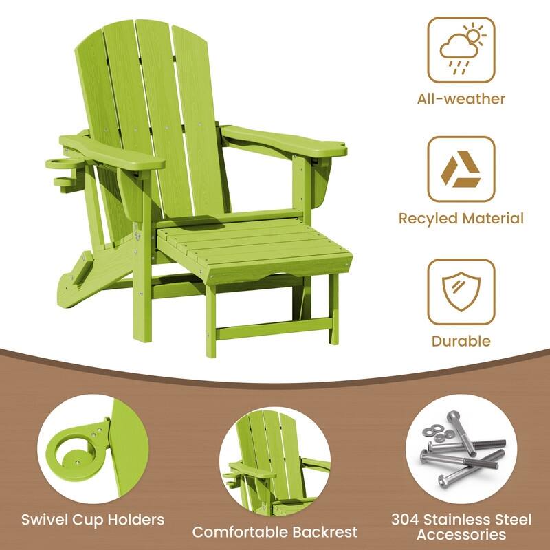 Folding Outdoor Chair with 3-Position Reclining Backrest & Telescoping Footrest