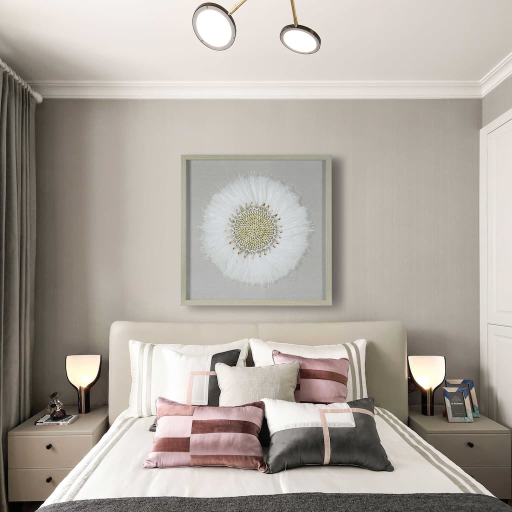 HUJI Feather & Shell Wreath Shadow Box Wall Decor