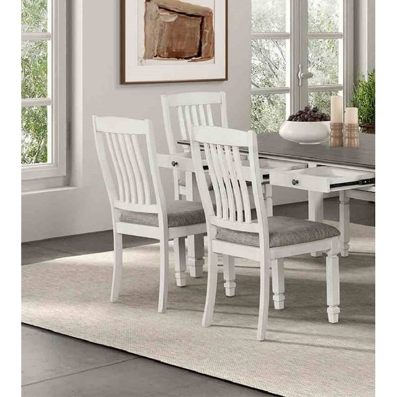 Farmhouse Rustic White Finish Slat Back Side Chairs
