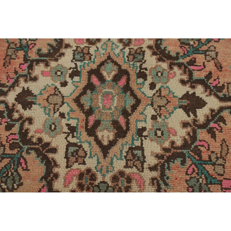 Floral Medallion Hamedan Persian Area Rug Handmade Wool Carpet - 6'8"x 9'8"