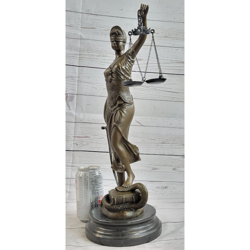 Bronze Scale Of Justice Blind Justice Sculpture Statue Clical Figurine 18 Inches Nr