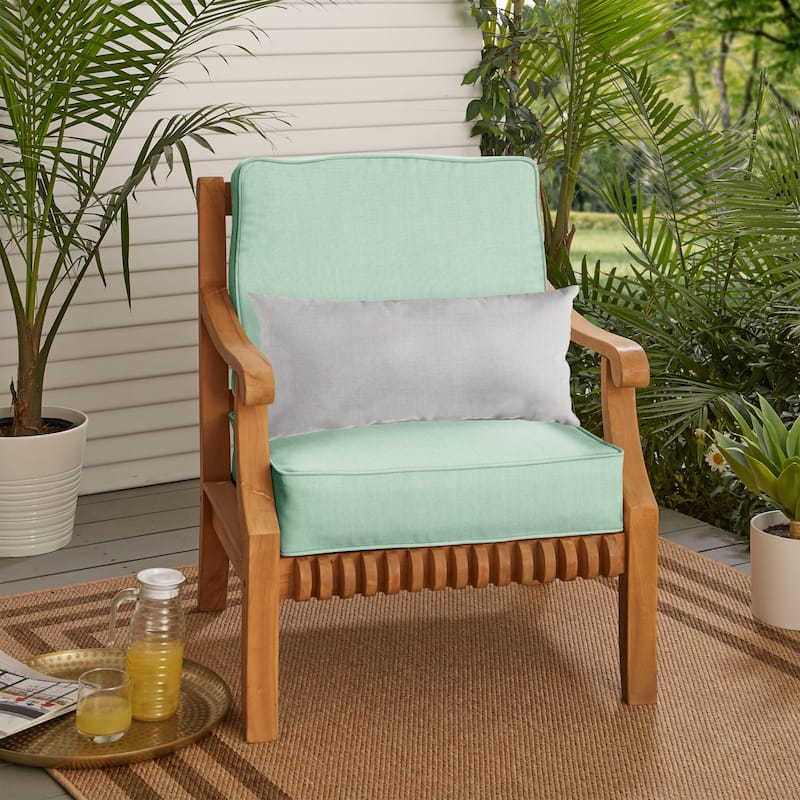 Sorra Home Oakley Sunbrella Solid Indoor/ Outdoor Corded Chair Cushion Set and Lumbar Pillow