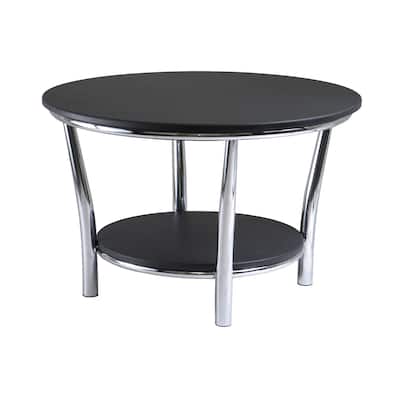 Maya Round Coffee Table, Black and Metal - 29.33 x 29.33 x 19.02 inches