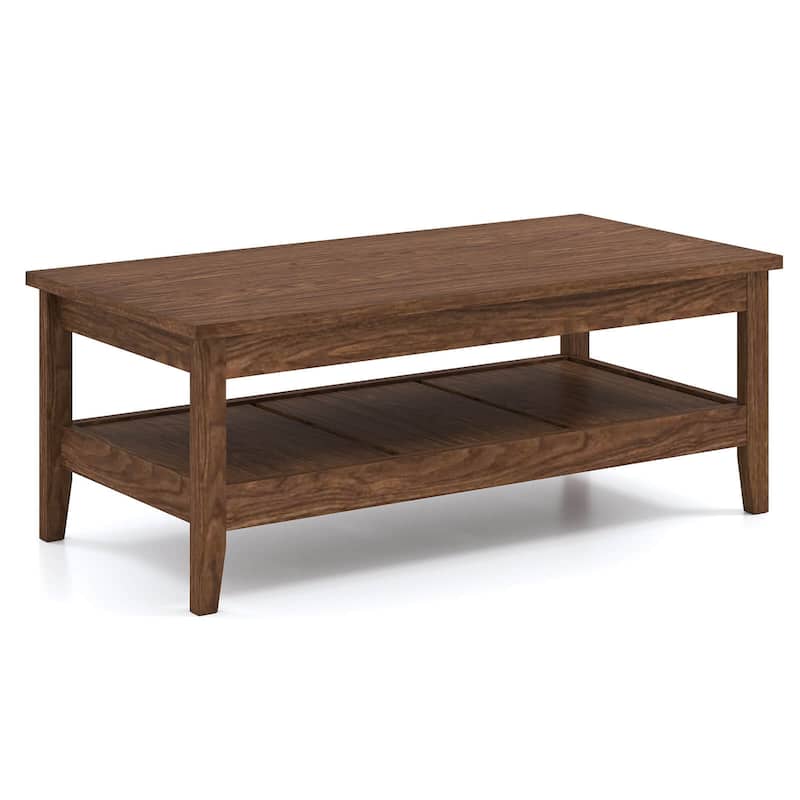 Costway 2-Tier Rectangle Center Table with Slatted Storage Shelf & - See Details