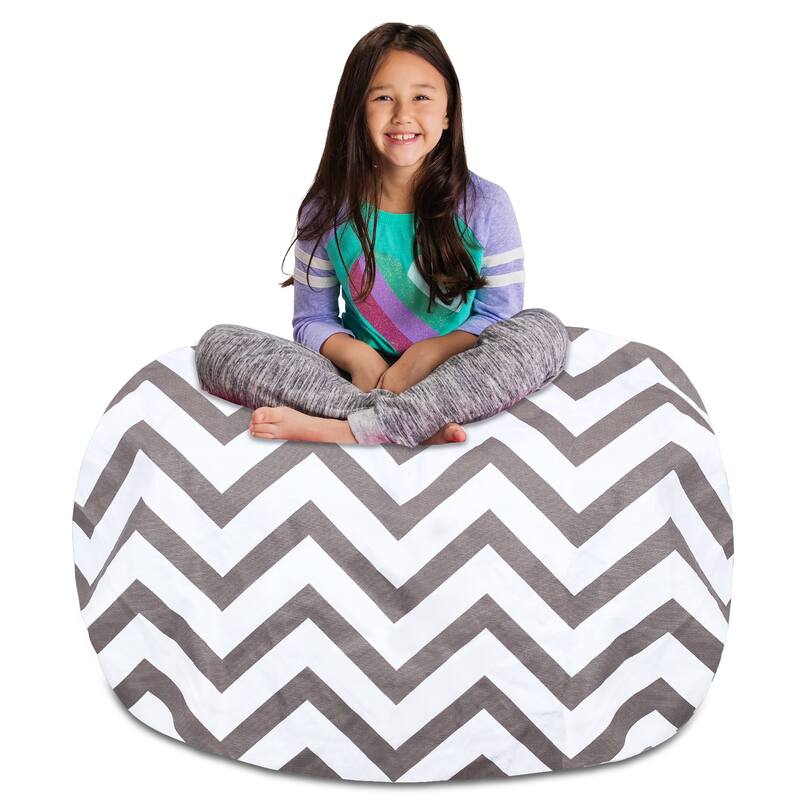 Kids Bean Bag Chair Cover Stuffed Animal Storage or Toy Organizer