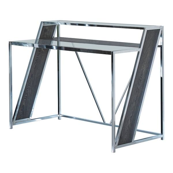 slide 1 of 3, Carbon Loft Aesop Chrome Glass Top Writing Desk