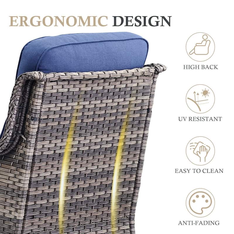 Arcadia 5-Piece Wicker Patio Set with 4 Swivel Glider Chairs and Square All-Iron Fire Pit