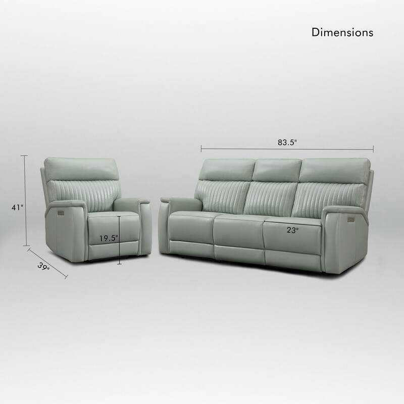 122''W 4-Seat Premium Genuine Leather triple-Power Sofa set with Zero Gravity, Adjustable Headrest & Lumbar Support