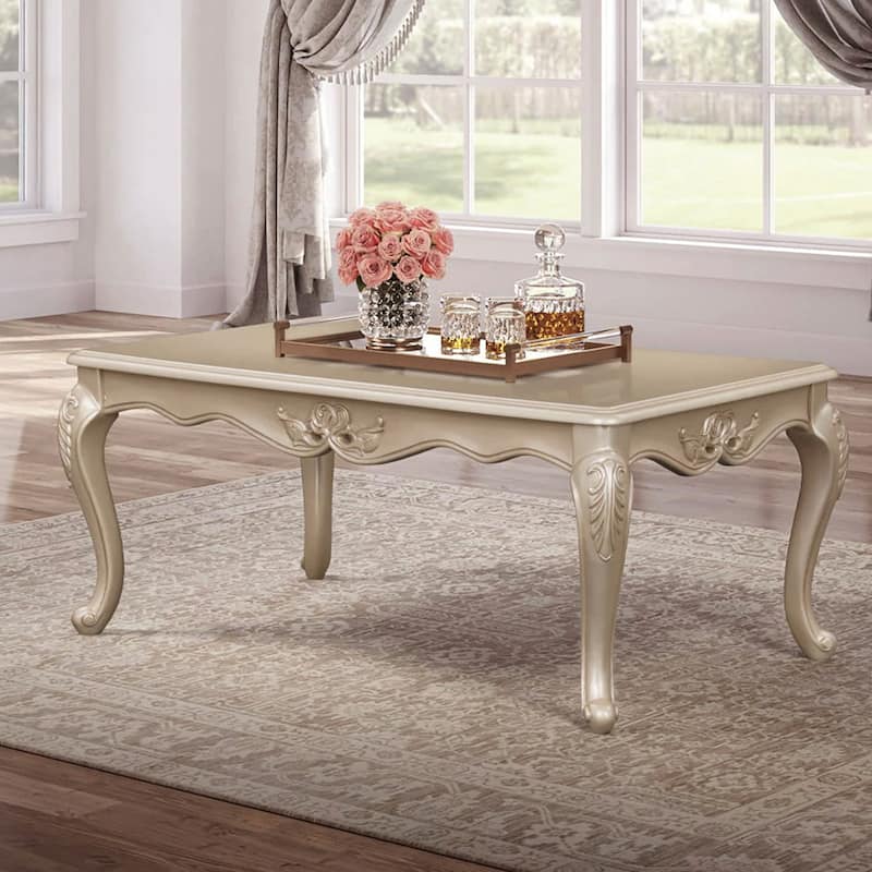 Rectangle Coffee Table with Cabriole Legs in Champagne