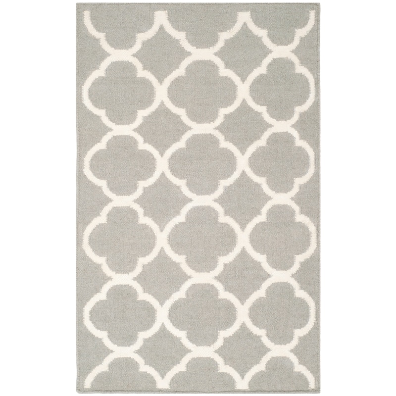 SAFAVIEH Handmade Flatweave Dhurries Potita Modern Moroccan Wool Rug - 2'6" x 4' - Grey/Ivory