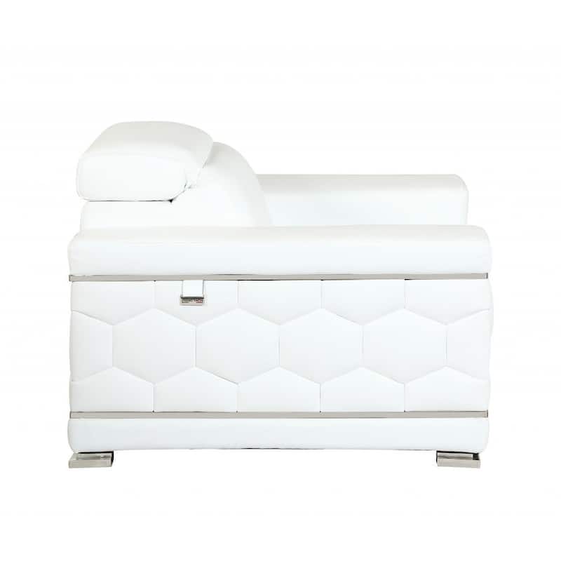 HomeRoots Two Piece Indoor White Italian Leather Five Person Seating Set