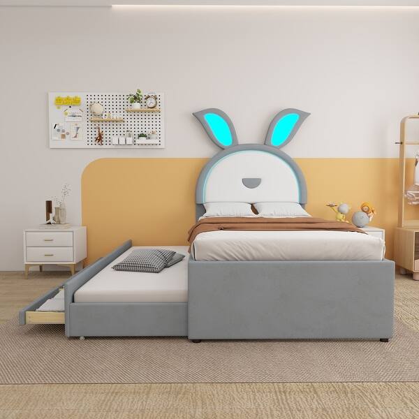 slide 2 of 48, Upholstered platform bed with headboard with shelves and drawers