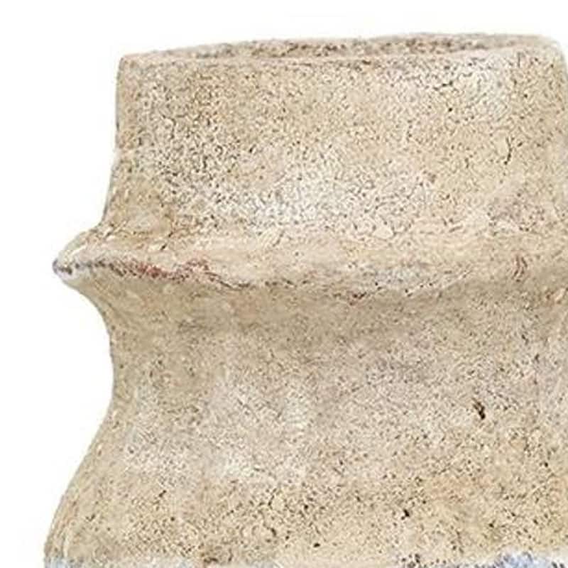 10" Beige And Ivory Cylinder Terracotta Table Vase - 4.70