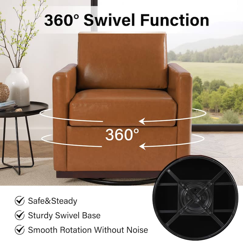 Chenille Leather Modern Swivel Accent Chair