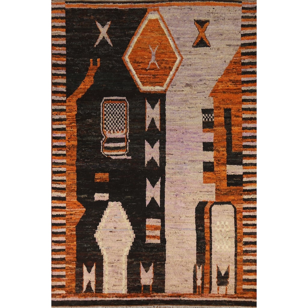 Geometric Moroccan Area Rug Handmade Bedroom Wool Carpet - 6'11" x 9'10"