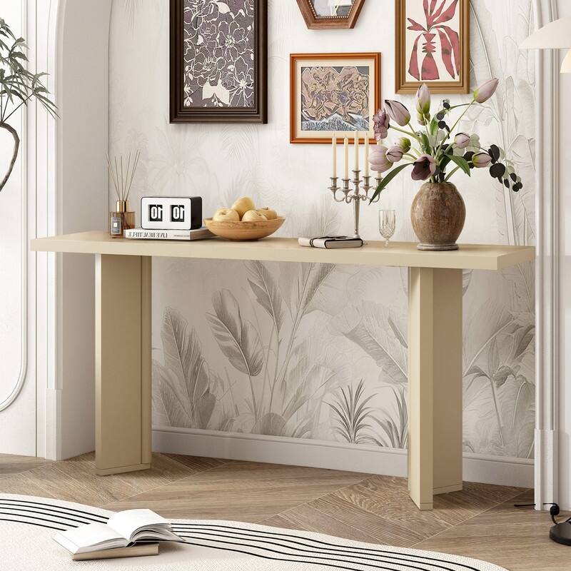 63" Console Table with Pine Wood for Living Room Study or Dining Room