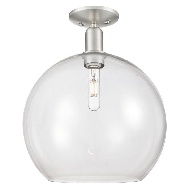 Innovations Lighting 716-1C-19-14 Athens Semi-Flush Athens 14" Wide - Brushed Satin Nickel / Clear