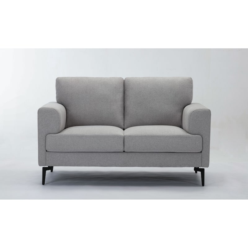Vickery Light Gray Linen Upholstery with Loose Back Loveseat