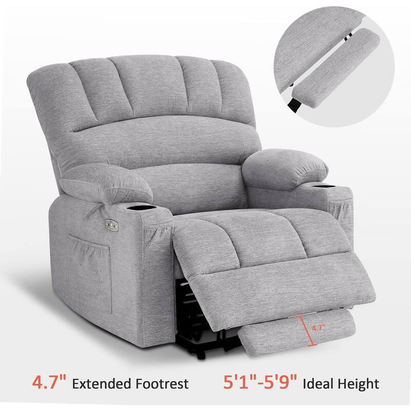 MCombo Recliner Chair Sofa with Massage and Heat, Fabric R7096 (Medium-Wide)