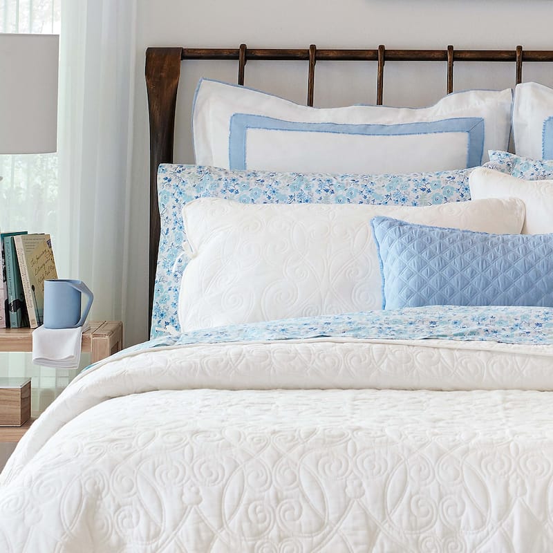Laura Ashley Felicity Cotton Reversible White Quilt Set