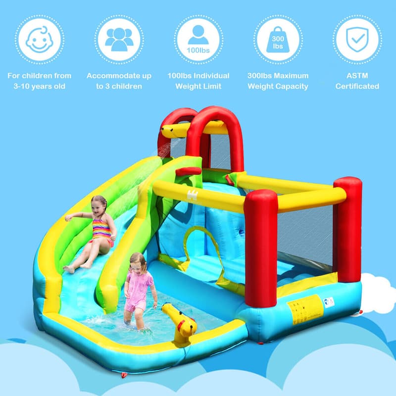 Inflatable Kids Water Slide Jumper Bounce House Splash Water Pool - Colorful