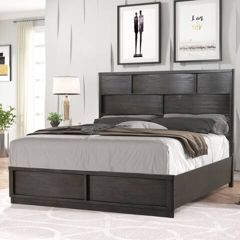 Roundhill Furniture Belani Wood Panel Bed, Espresso