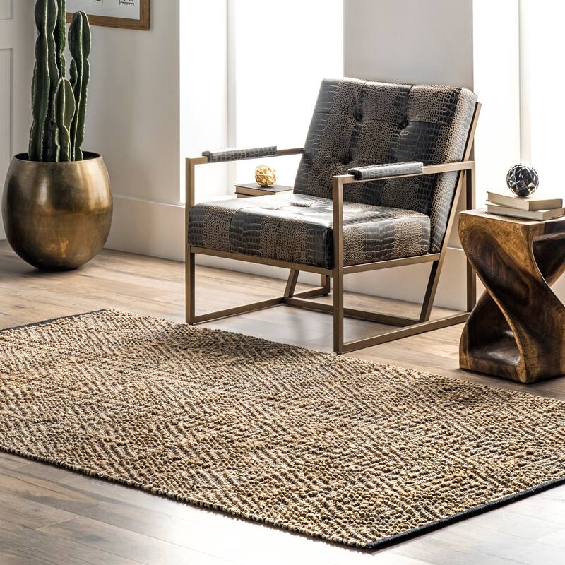 Nuloom Geometric Alden Textured Diamonds Jute Area Rug