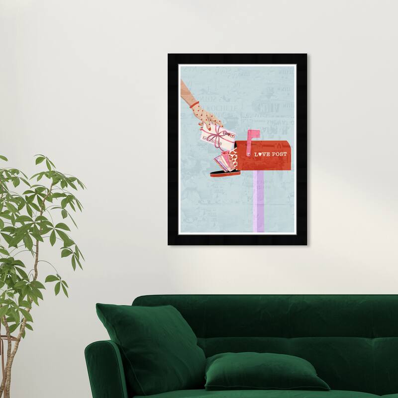 Wynwood Studio Prints Fashion Glam Love Post Red Wall Art - Black