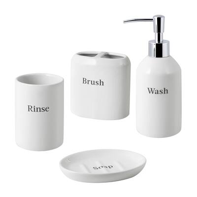 Text 4-Piece Bath Accessory Set