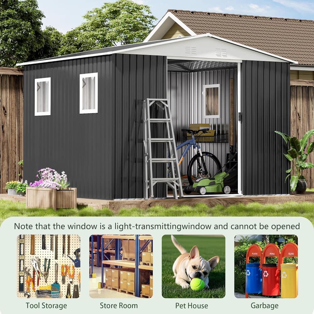 Rust-roof Steel Storage Shed with Waterproof Panels & Sliding Lockable Door Garden Shed Pet Shed Tool Shed