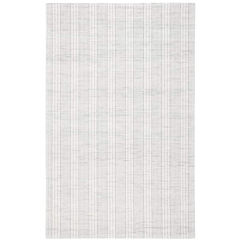 SAFAVIEH Handmade Marbella Sama Stripe Wool Rug - 6' Square - Light Grey/Beige