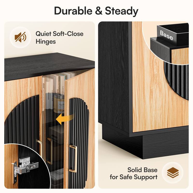 Sideboard Fluted Buffet Cabinet with Storage Adjustable Shelves