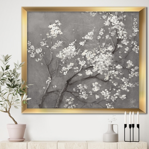 Designart 'White Cherry Blossoms I' Traditional Framed Art Print. Opens flyout.