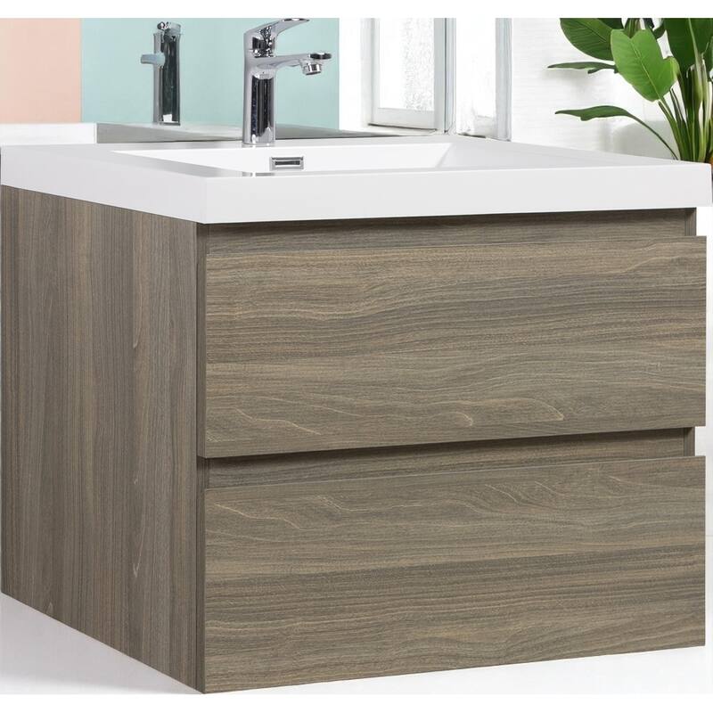 30" Wall-Mounted Bathroom Vanity with Resin Sink - Floating Bathroom Cabinet with Soft-Close Hinges,Floating Vanity Cabinet