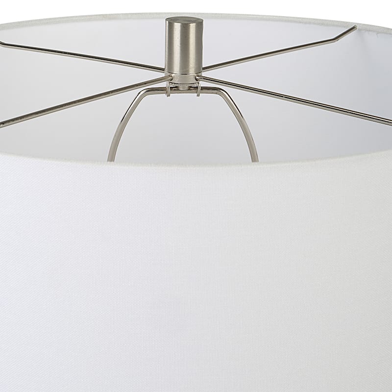 Rounded Base Ceramic Table Lamp with Drum Shade - 25.5" - Matte White