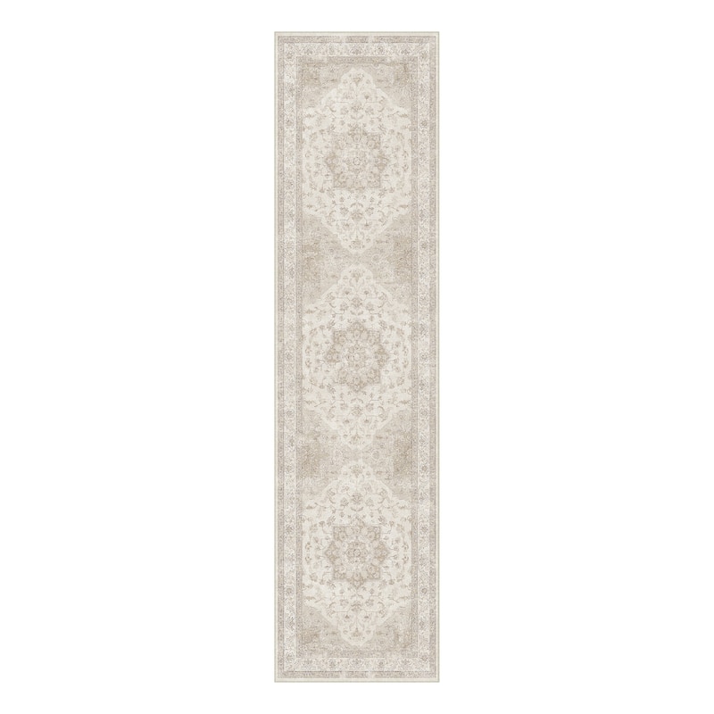 HomeRoots Floral Medallion Traditional Rectangle Area Rug