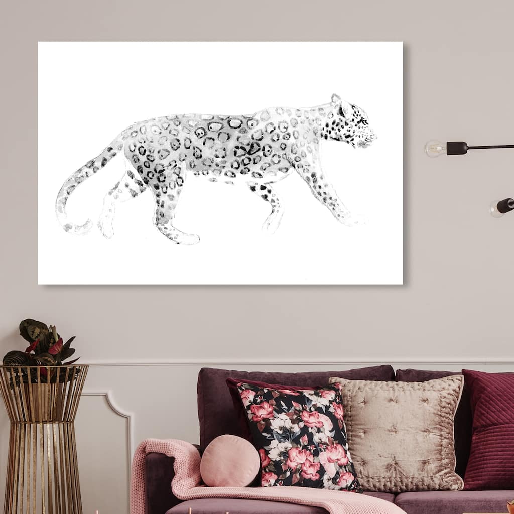 Oliver Gal 'Wild Cat Blanc' Animals Wall Art Canvas Print Felines - Gray, White
