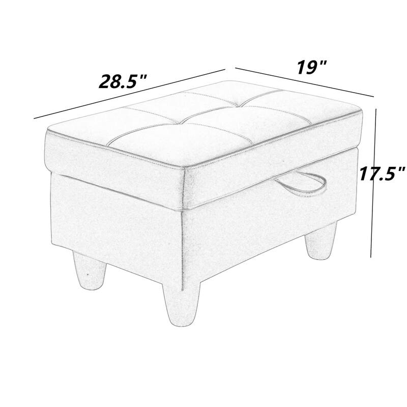 KISRAIS 28.5" Wide Upholstered Storage Ottoman