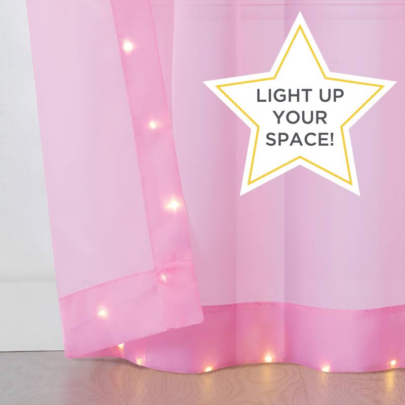 Eclipse Starlight Light Up Sheer Hookless Curtain, 1 Panel, Lights with Remote Control